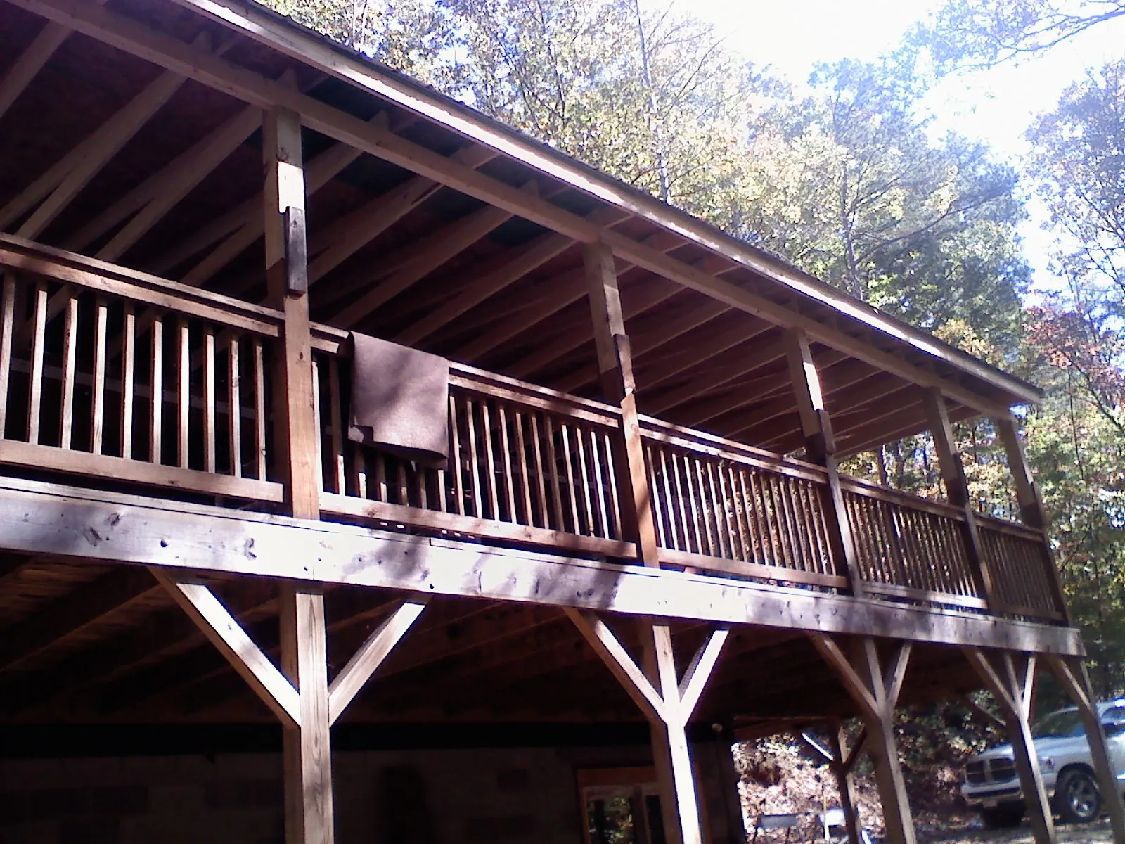 Timber framing under a new elevated porch and deck — Roof Leak Repair in Elko by Roofing Brothers